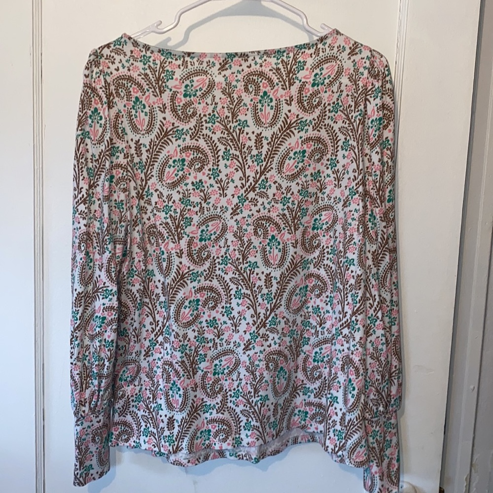 Boden Blouson Jersey top with ivory floral paisley - Picture 4 of 10